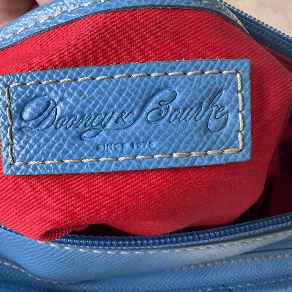 Dooney & Bourke Large Sky Blue Leather Tote Bag Cerulean Office Travel Preppy